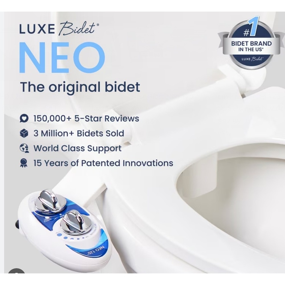 Luxe Bidet Neo 120 White Blue Non-Electric Mechanical Toilet Bidet Attachment